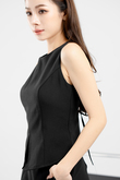 KIERA ROUND NECK SLEEVELESS TOP (BLACK)