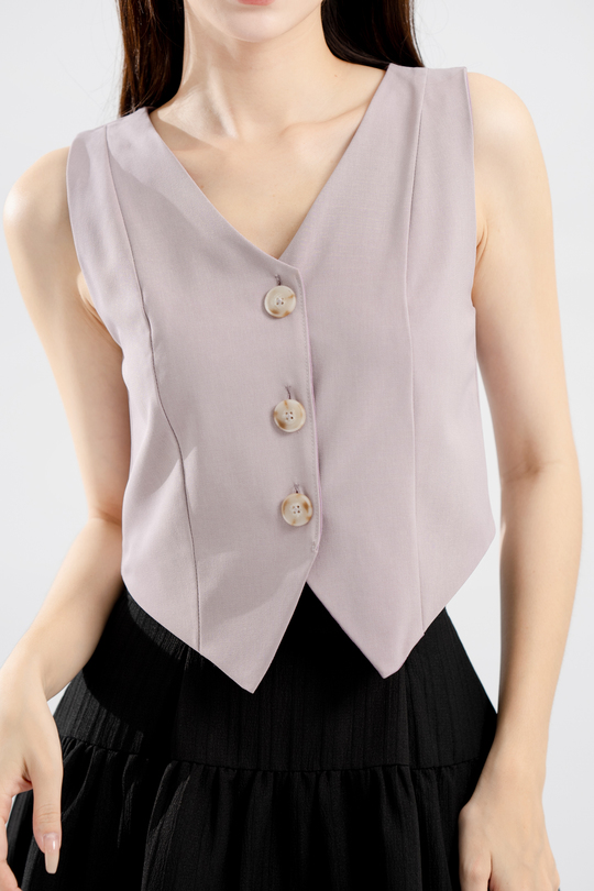 BONNY BUTTON FRONT VEST TOP (LAVENDER GRAY)