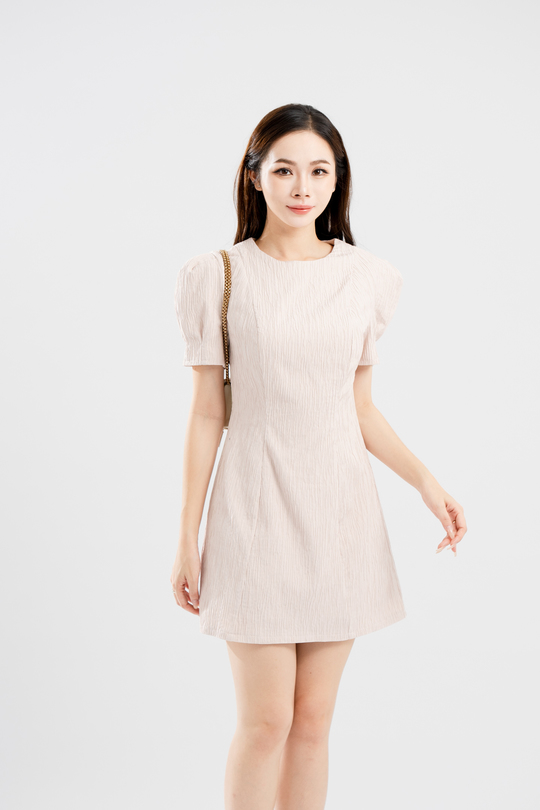 EDWIE ROUND NECK MINI DRESS (MISTY ROSE)