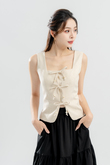 YERI TIE RIBBON VEST TOP (DIRTY WHITE)