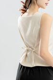 YERI TIE RIBBON VEST TOP (DIRTY WHITE)