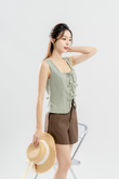 YERI TIE RIBBON VEST TOP (LAUREL GREEN)