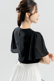 REYA ROUND NECK FLUTTER SLEEVE TOP (BLACK)