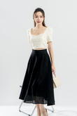 LAILA HIGH WAIST MIDI SKIRT (BLACK)