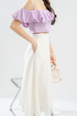 LAILA HIGH WAIST MIDI SKIRT (WHITE)