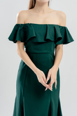 MELODY OFF SHOULDER MERMAID DRESS (DARK GREEN)