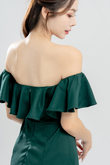 MELODY OFF SHOULDER MERMAID DRESS (DARK GREEN)