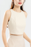 GLADYS ROUND NECK CROP TOP (DIRTY WHITE)