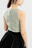 GLADYS ROUND NECK CROP TOP (LAUREL GREEN)