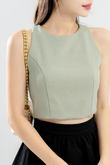 GLADYS ROUND NECK CROP TOP (LAUREL GREEN)