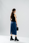 PAYTON BACK SPLIT PENCIL SKIRT (BLUE)