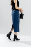 PAYTON BACK SPLIT PENCIL SKIRT (BLUE)