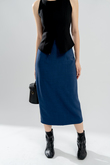 PAYTON BACK SPLIT PENCIL SKIRT (BLUE)