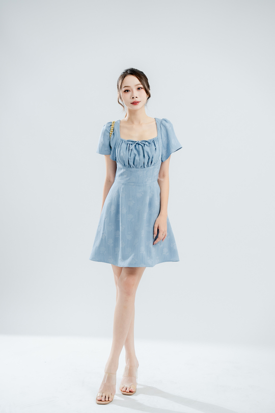 GIANA RUCHED BUST MINI DRESS (MAYA BLUE)