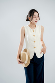 KAITLYN BUTTON VEST TOP (CREAM)