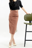 ELVIO SIDE RUCHED PENCIL SKIRT (TURKISH ROSE)