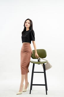 ELVIO SIDE RUCHED PENCIL SKIRT (TURKISH ROSE)