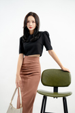 ELVIO SIDE RUCHED PENCIL SKIRT (TURKISH ROSE)