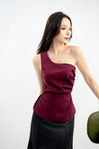 EMA ONE SHOULDER TOP (MAROON)