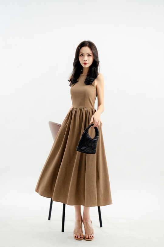 DOLLEE FLARE MIDAXI DRESS (COFFEE)