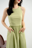 DOLLEE FLARE MIDAXI DRESS (PLUM GREEN)