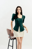 LINDIE FRONT ZIPPER TOP (DARK GREEN)