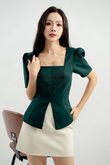 LINDIE FRONT ZIPPER TOP (DARK GREEN)