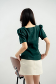 LINDIE FRONT ZIPPER TOP (DARK GREEN)