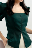 LINDIE FRONT ZIPPER TOP (DARK GREEN)