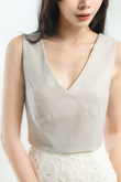 LAVITA V NECK CROP TOP (BEIGE)