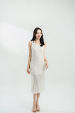 SUNI HOLLOW OUT KNIT SLEEVELESS DRESS (3D FLORAL)