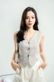 BONNY BUTTON FRONT VEST TOP (GREY STRIPE)