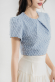 ALESIA ROUND NECK CROP TOP (BLUE)