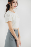 ALESIA ROUND NECK CROP TOP (CREAM)