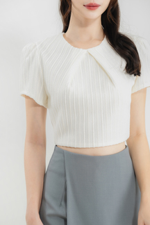 ALESIA ROUND NECK CROP TOP (CREAM)