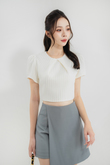 ALESIA ROUND NECK CROP TOP (CREAM)