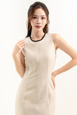 RYLEN ROUND NECK MINI DRESS (BEIGE)