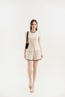 LINDA FRONT ZIPPER TOP (BEIGE)