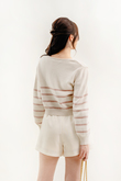 ZOYA V NECK KNIT SWEATER (PINK STRIPE)