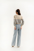 ZOYA V NECK KNIT SWEATER (BLUE STRIPE)