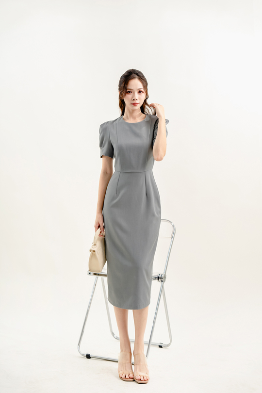 JAYCE SLIT BACK BODYCON DRESS (GREY)