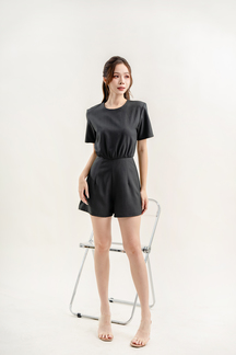 SAMIRA ROUND NECK PLAYSUIT (DARK GREY)