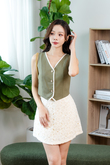 MONROE BUTTON FRONT VEST TOP (OLIVE DRAB)