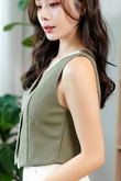 MONROE BUTTON FRONT VEST TOP (OLIVE DRAB)