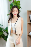 MONROE BUTTON FRONT VEST TOP (CREAM)