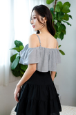 GRACEN COLD SHOULDER CROP TOP (BLACK STRIPE)