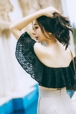 SLOANE OFF SHOULDER CROP TOP (BLACK LACE)