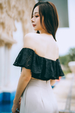 SLOANE OFF SHOULDER CROP TOP (BLACK LACE)