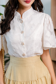 ARIA MANDARIN COLLAR TOP (WHITE)