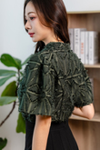 ARIA MANDARIN COLLAR TOP (PINE TREE)